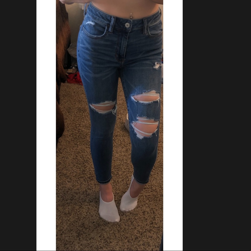 Mid rise ripped jeans